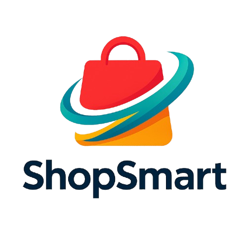 Dynamic logo for ShopSmart, featuring a sleek and modern design with vibrant colors, embodying efficiency and smart shopping. The logo is visually engaging, with clean lines and a contemporary aesthetic that reflects the brand’s innovative approach.